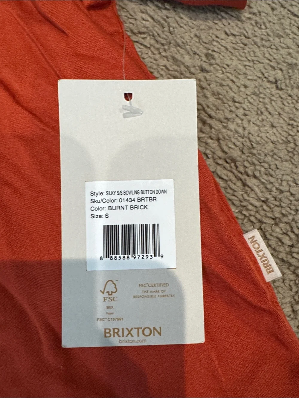 Brixton Burnt Orange Short Sleeve Button bowling Set with Cream Trim